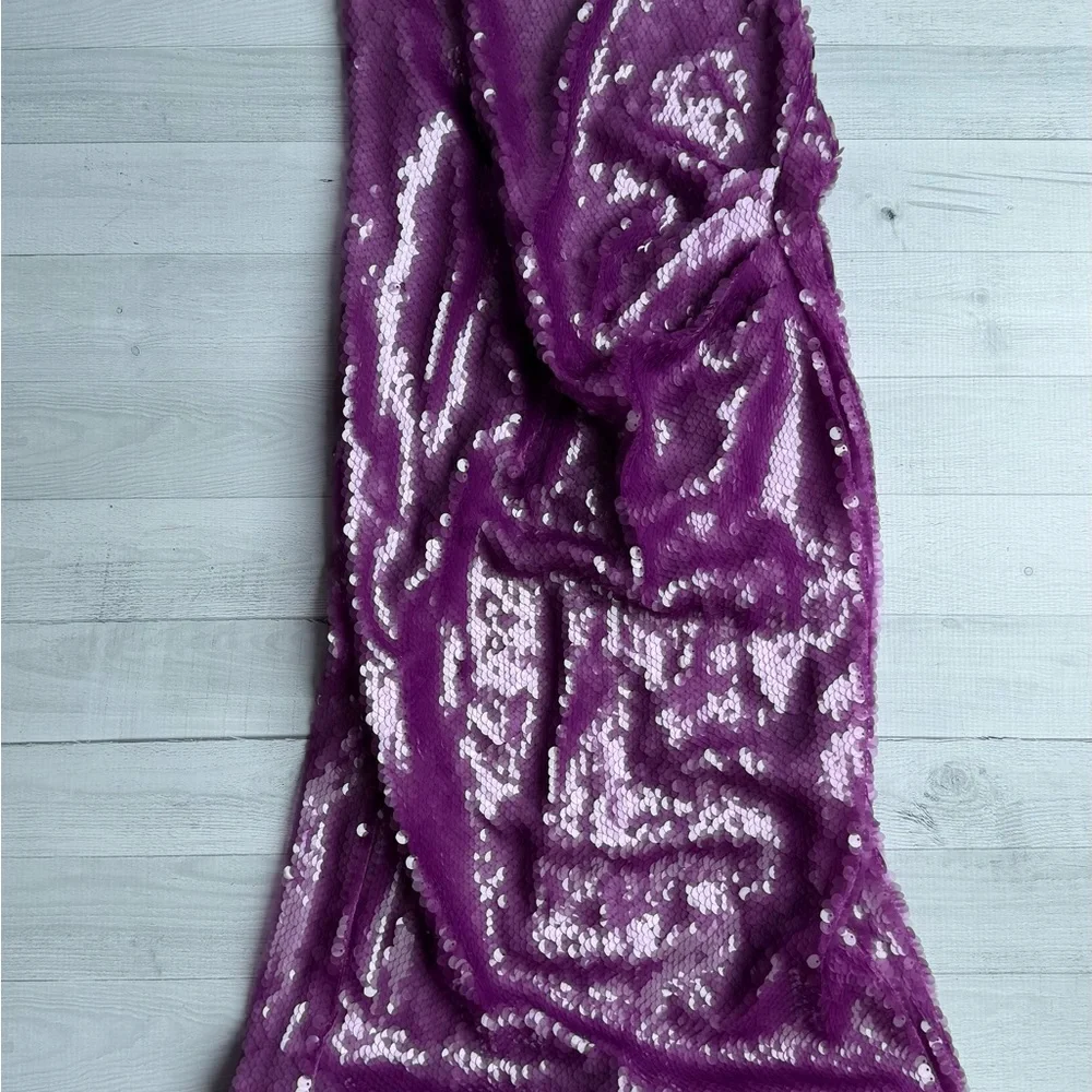 NWT Ronny Kobo Purple Sequin Halter Backless Gown Size S - Picture 2 of 11